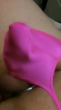 Tiny Pink Sissy Thong Bulge Play Jerk & Cum
