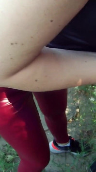 Outdoor Quickie in the Sunflower Field and Leather Leggings Sperma Walk