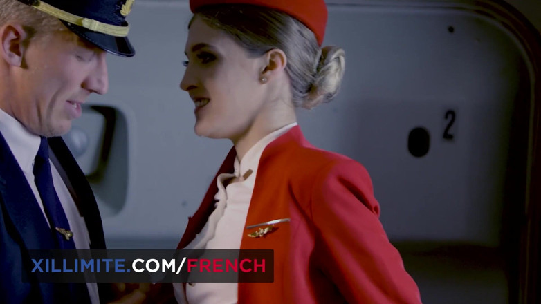 French girls at work: While the Passengers on the Flight Rest