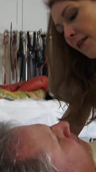 Let Him Eat the Cum From Her Tits!