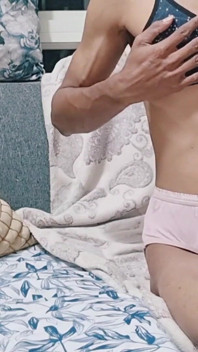 Sissy Crossdresser Stealing and Cumming in Mommy's Silk Satin Panties