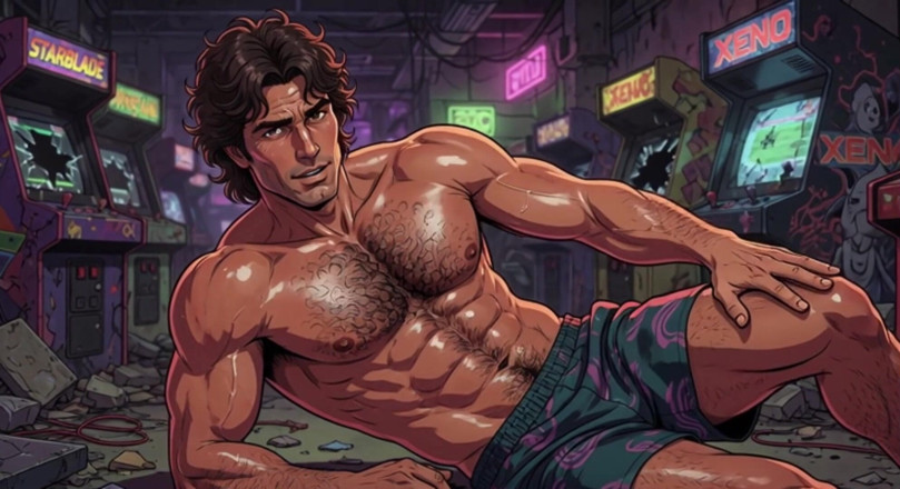 Erotic Man: Zweterige hunks in arcade-animatie