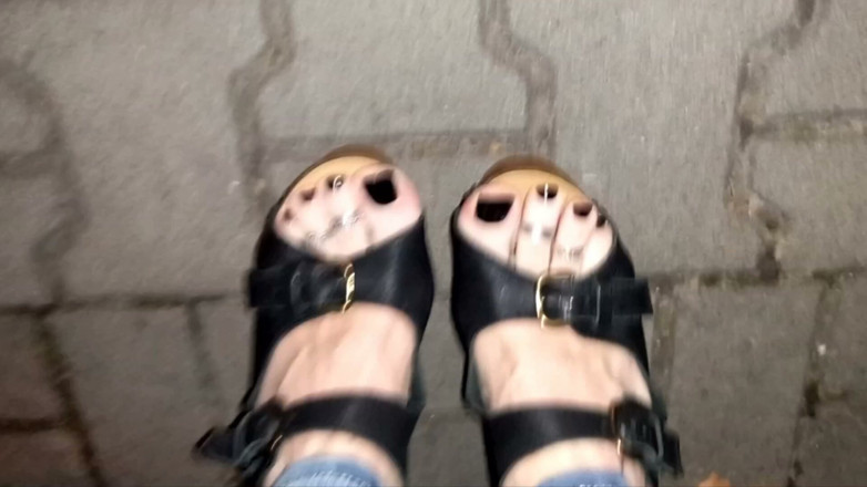 Heelex: Crossdresser Shows off Her Beautiful Feet in High Heel Wedges...