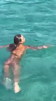Sexy Monika Fox Swims Naked in Pool and Sea in Hot Country