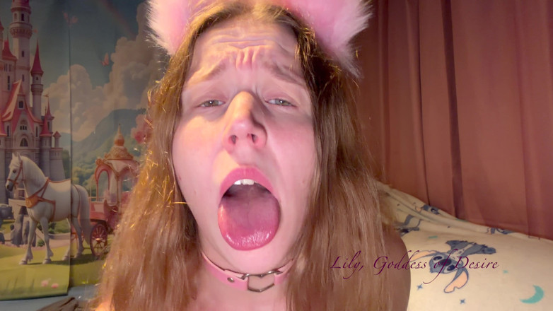 Lily, Goddess of Desire: Ahegao, roztomilá anime dívka s ušima a límcem, má vícenásobné...