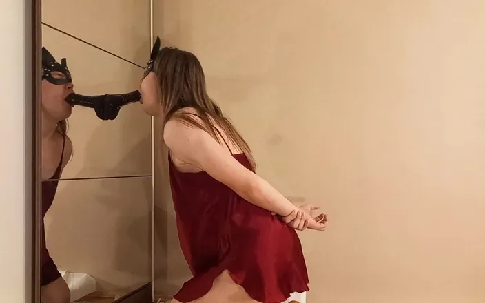 Elise Woods: Sissy in Red Nightie Deepthroats BBC