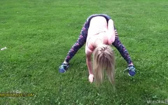 Hot girl w/ bubble butt learns new type of yoga – Shy 18-year-old gets 2 loads & creampie!