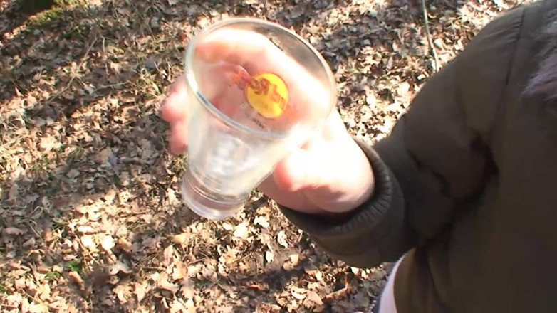 Facial flavor: Cum drinking from glass