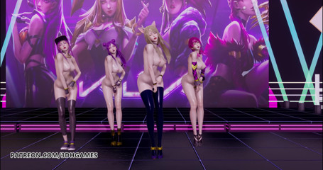 3D-Hentai Games: Girls day - Something naked dance Ahri, Akali, Evelynn, Kaisa 3D uncensored...