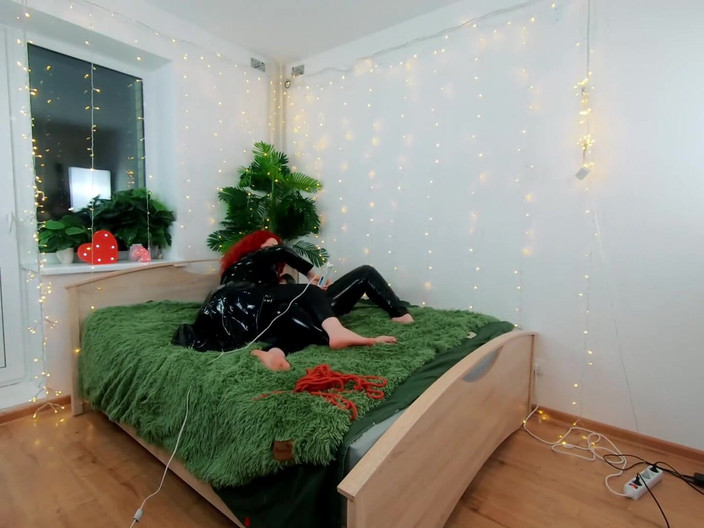 Arya Grander: Video fetish seks lesbian di belakang panggung Pvc Baju, Femdom...