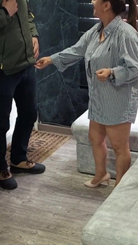 Horny Wife Sucks Delivery Guy's Dick While Her Husband Showers and Swallows All His Cum