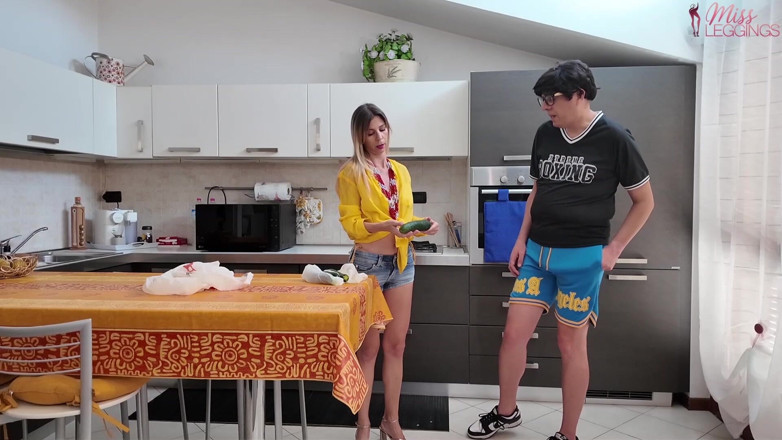MissLeggings: Excited Stepmom Disappointed by Cucumber Size Satisfies Herself with Stepson's...