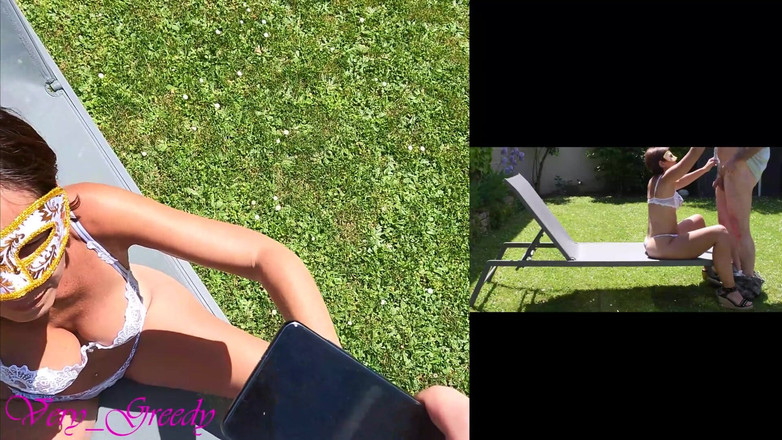 Les Gourmands: Krásná MILFka v sexy bílém prádle je ošukaná zezadu venku...