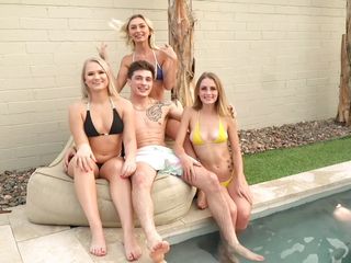 Jerkmate: Sexy poolparty mit Kyler Quinn, Chloe Temple, Harley King und...