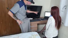 Young Girl Alone At Home Receives Naughty Technician