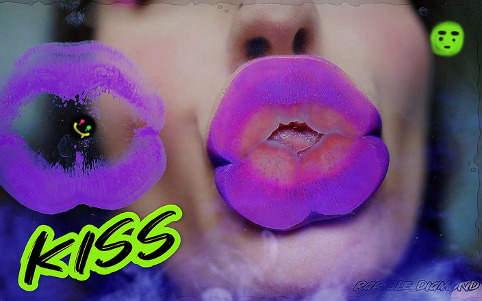 Rarible Diamond: Hottest Goth Girl Kisses with Plump Purple Lips and Spit...