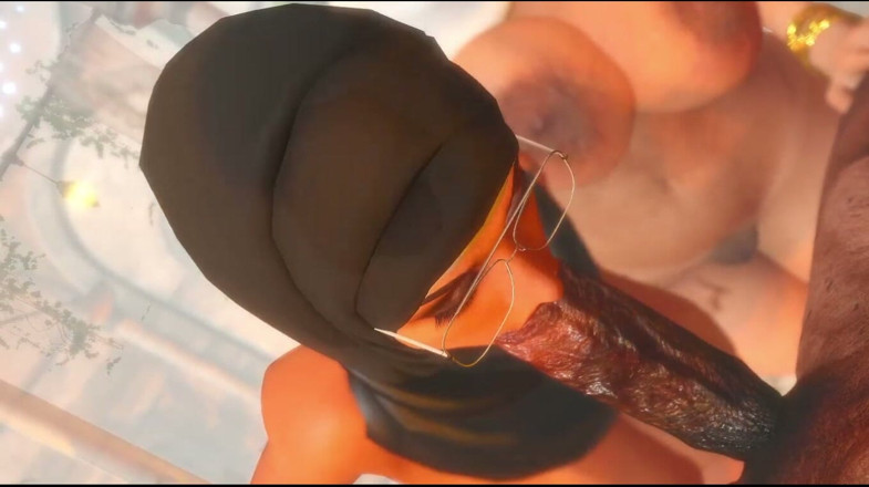 Denis animation: Taliban Commander and Two Bug Boobs Hijab Muslim Woman