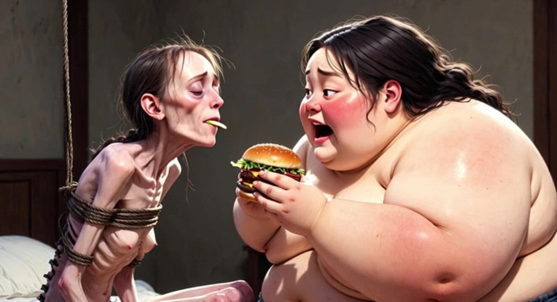 YOUR BEST FANTASY: Magrinha sendo alimentada por enorme mulher gorda - fetiche de alimentação...