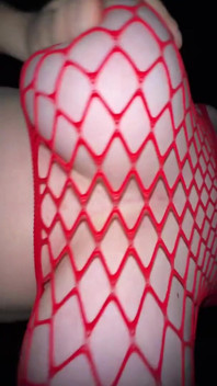 Massive Boobs Pregnant Girl in Red Mesh Rides Cock Then Doggy Fuck