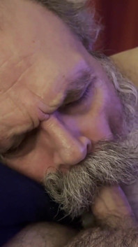 Old Man Big Moustache Blowjob, Sucks Licks and Hums His Way to a Creamy Reward