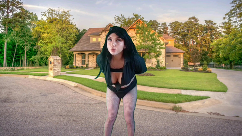 Kitty_Cross: 555 Femboy Outdoor Pretty Gothic Traveller in Front of Sweet...