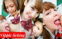 Japan Fetish Fusion: Franska och japanska skönheter: Sensuell bröstvårta slickar unga lesbiska