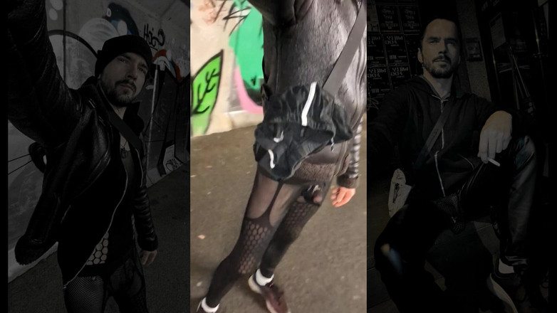 kinkygaynudist: Hot Rainy Walk (Garters dan Meggings bonjolan)