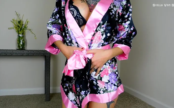 Stella Von Savage: Shiny Satin Robe JOI &amp; POV Blowjob