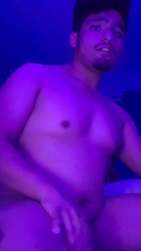 Jerking My Uncut Cock While Inflating My Belly