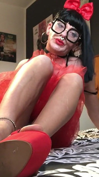 Red Bow pro fetiš sissy frilly dívku