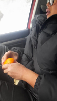 Peeling Orange Long Nail Leather Pants