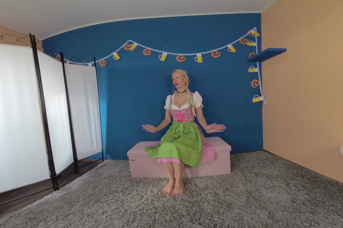 BlondeHexe VR: Dirndl Jerks off with You and Wants Your Sperm!