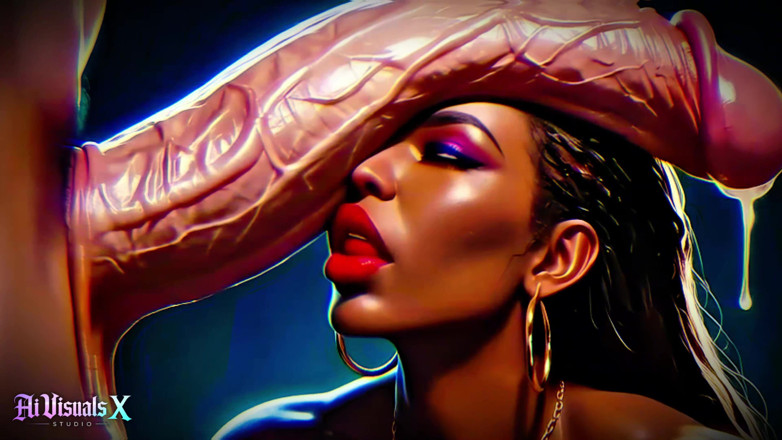 AI Visuals X: Dee ebano con grandi tette e culo - cazzo bianco adorazione...