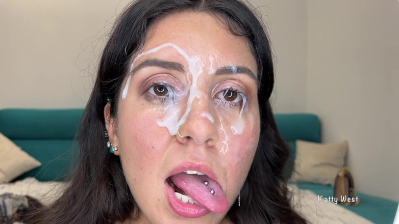Katty West: Lading in gezicht compilatie. Sperma op gezicht en mond compilatie