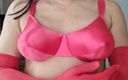 Only bras: Áo ngực satin gợi cảm vs đỏ, c cup ngực vuốt...