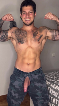 My Big Cock Cums in Military Outfit with No Touch