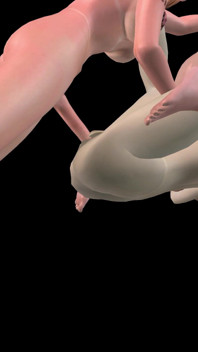 Geanimeerde shemale-porno - mooie shemale neukt meisje poesje terwijl man mond neukt