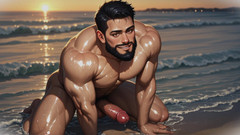 Erotic Man: 海滩上的肌肉男 ai 色情