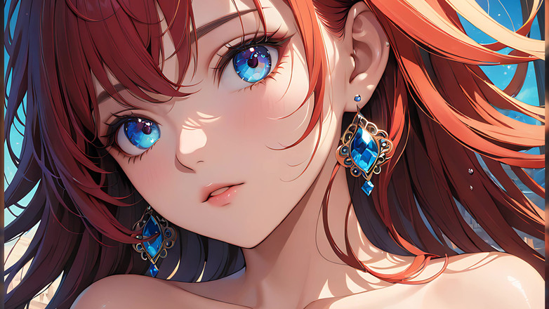 AI Girls: Reflexões Pintadas - Mulher Nua Artística com Olhos Cheios de Cor