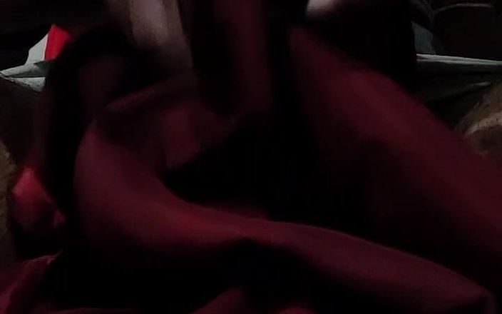 Satin and silky: Dickhead Rubbed with Maroon Satin Silky Suit of Nurse (27)