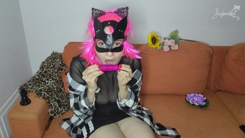 BigBoobCat: Moje přirozená, velká prsa pulzují! Maska kundičky, dělám si radost