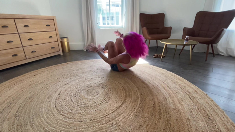 Nali Marie: Rolling in Circles Wearing Jean Shorts Barefoot Petite Bimbo