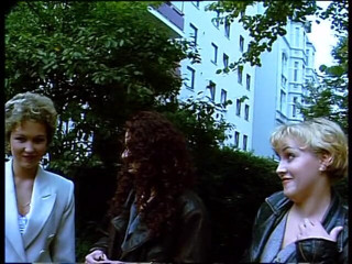 Lucky Cooch: Classy german females giving an outdoor interview