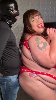 Angel BBW Big Belly Cumshot and Penis Lipstick