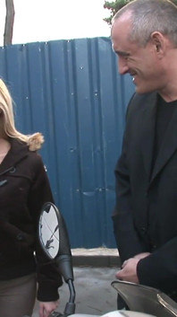 Blonde knows how to get the scoter as a gift and brings her slutty friend along for four-way fucking