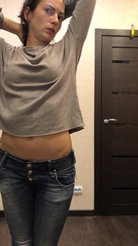 Stretch Test Belly Showing in 3 Sweaters