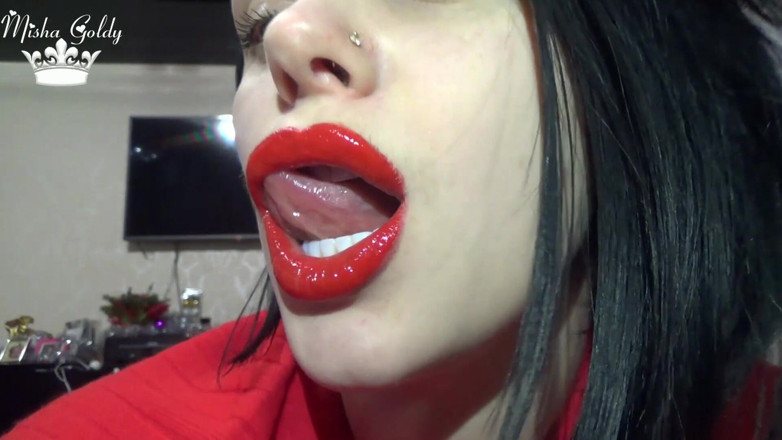 Goddess Misha Goldy: Red lips &amp; lipgloss JOI