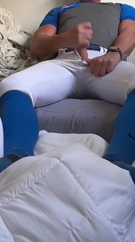 Alpha Baseball Player Jockdad87 Shoots a His Jock Cum in His Blue Gear