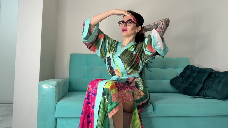 Julia domaina: Lingerie and Silk Satin Robe on Me