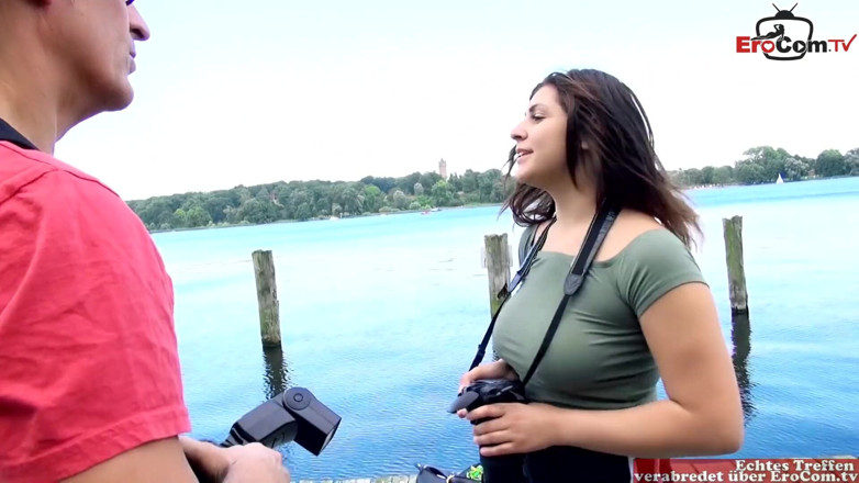 EroCom: German teen with big natural tits picked up on the...